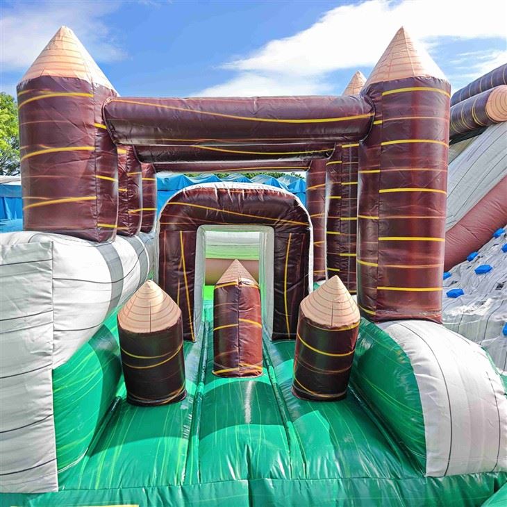 Inflatable Jungle Obstacle Course With Slide Commercial Inflatable Playground factory