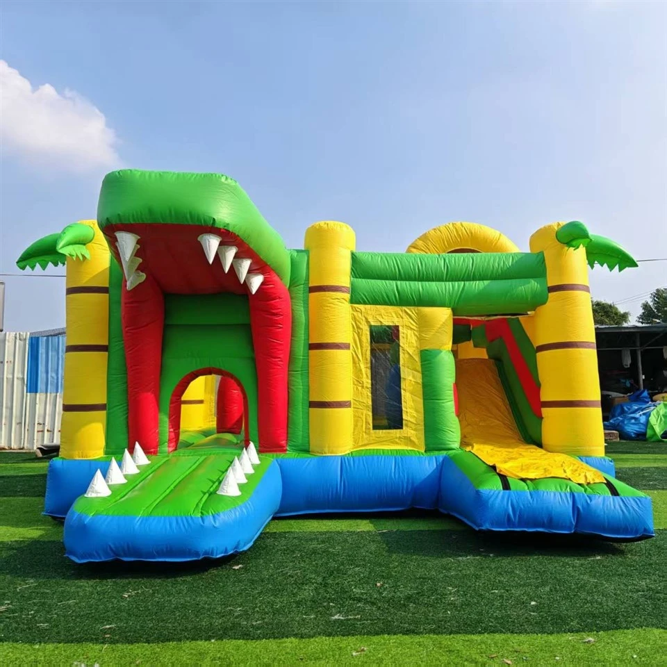 Crocodile Inflatable Bounce House With Slide Commercial Jungle Bouncy Castle suppliers