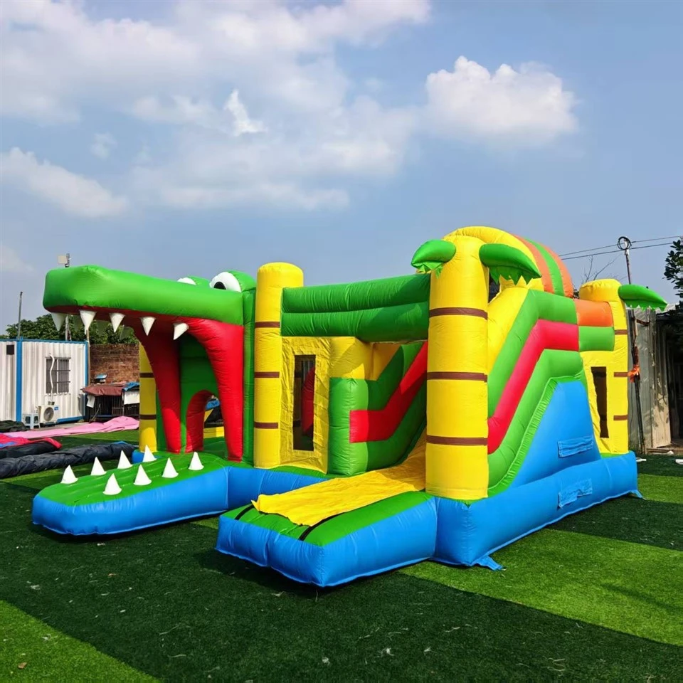 Crocodile Inflatable Bounce House With Slide Commercial Jungle Bouncy Castle high quality