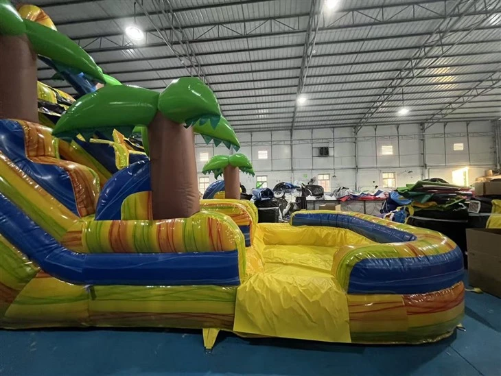 Tropical Palm Tree Inflatable Water Slide With Pool best