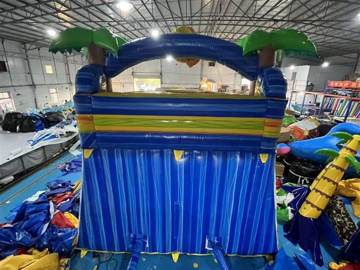 Tropical Palm Tree Inflatable Water Slide With Pool high quality