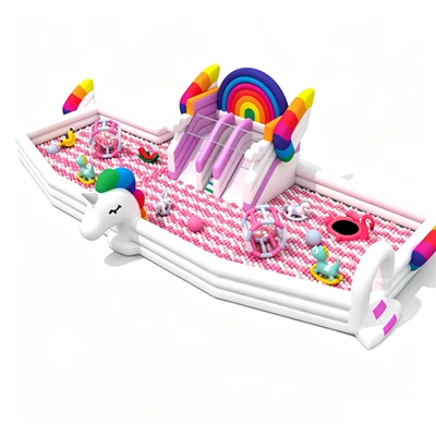 10*8*4.4m Customized Giant Unicorn Inflatable Bouncer With Ball Pool