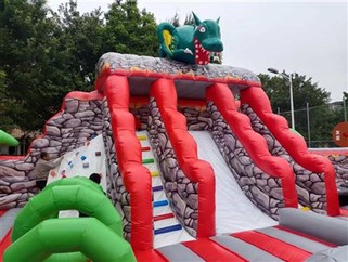 14x11x5.8m Commercial Dinosaur Theme Inflatable Park Bounce With Sides