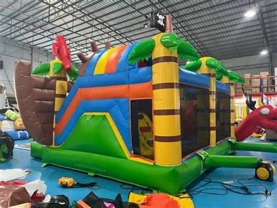 Pirate Ship Themed Inflatable Bounce House With Slide