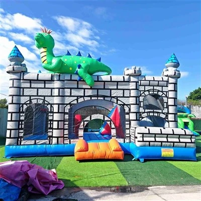 Dragon Castle Inflatable Bounce House Combo Medieval Bouncy Castle With Slide