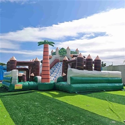 Inflatable Jungle Obstacle Course With Slide Commercial Inflatable Playground